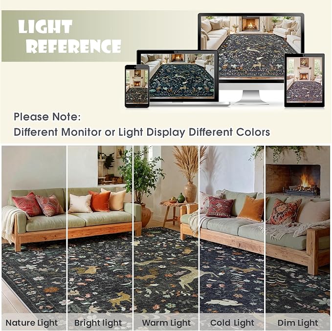 6x9 Area Rugs Washable Rug: Large Boho Living Room Rug Soft Non-Slip Low Pile - Image 9