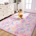 FlyDOIT Large Area Rugs for Living Room, 4x6 Feet Tie-Dyed Rainbow Shaggy Rug by FlyDOIT