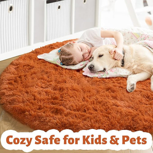Amdrebio Burnt Orange Large Round Rugs 8Ft - Image 2
