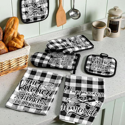 Sratte 6 Pcs Kitchen Decor Accessories Set Farmhouse Towels Pot Holders Oven - Image 3
