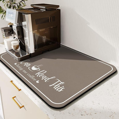 Coffee Bar Mat for Countertops 19inx12in, Absorbent Hide Stain Anti-Slip Cafe - Image 2