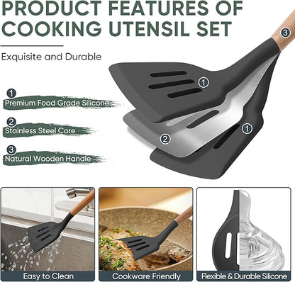 Herogo 5-Piece Cooking Utensils Set, Silicone Kitchen Utensils Set - Image 3