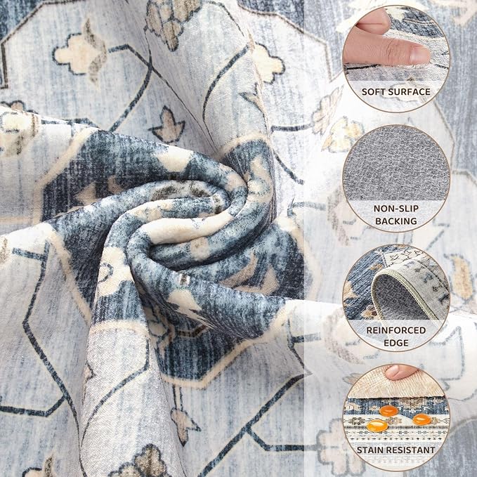 10x14 Washable Area Rug, Large Rugs - Image 3