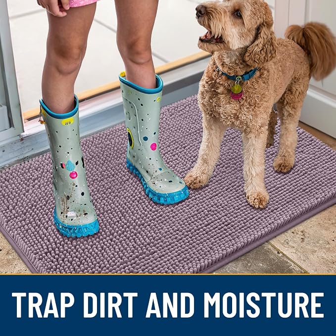 Smiry Dog Door Mat for Muddy Paws 30x20, Absorbent Dirt Trapper, Non-Slip - Image 3