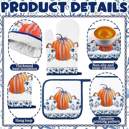 Fanfanwin 10 Pcs Thanksgiving Pumpkin Kitchen Decor Set Kitchen Towels Pot - Image 4