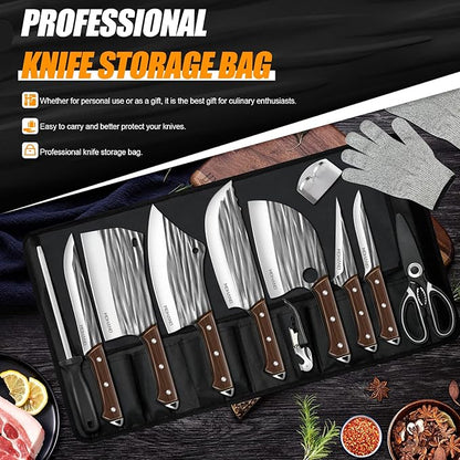 MDHAND Butcher Knife Set, Heavy Duty Meat Cleaver Knives, Boning Knife - Image 2