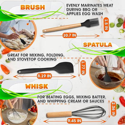 14 PCs Black Silicone Cooking Utensils Set - Image 4