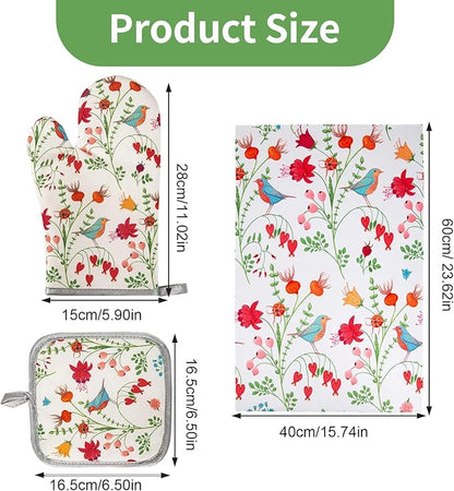 3 Pcs Kitchen Stuff, Kitchen Oven Mitts and Pot Holders Sets - Image 4