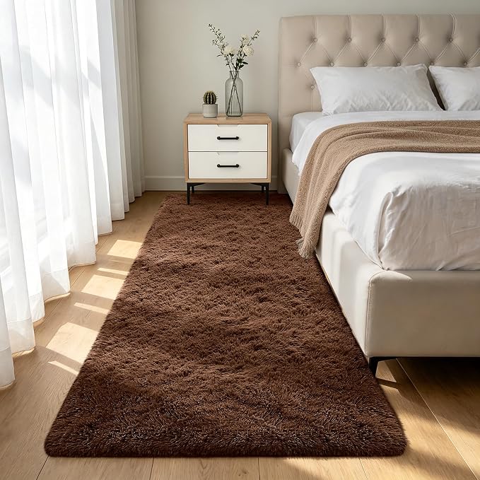 Shag Runner Rug for Bedroom Living Room 2x6 Upgrade Non-Slip Fluffy Soft by Boshengya
