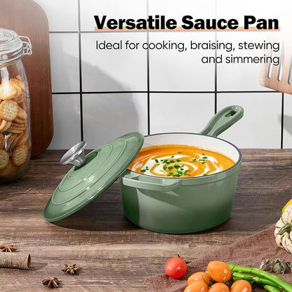 Homikit 1 Quart Saucepan with Lid, Enameled Cast Iron Small Sauce Pan Cooking - Image 8