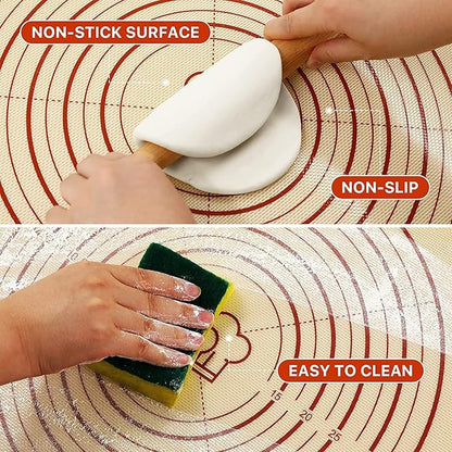 2 Pack Non Stick 26''x16'' Extra Large Thick Silicone Pastry Mat and 16''x11'' - Image 4