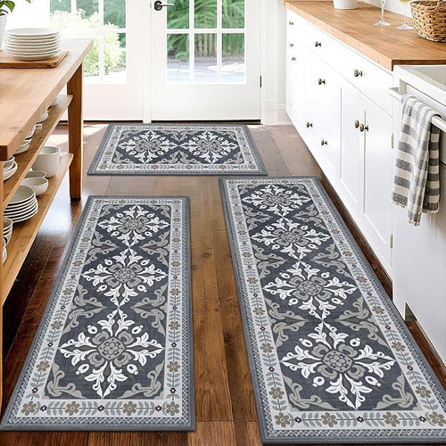 3-Piece Kitchen Rugs, Non-Slip & Washable Floor Mats, Water-Absorbent Area Pad by Unknown