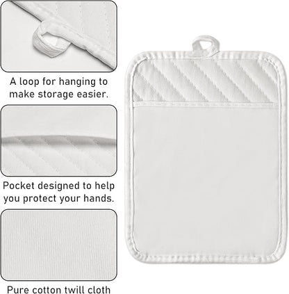 GROBRO7 6Pcs Cotton Oven Mitts and Pot Holders Set Heat Resistant Hot Pads - Image 3