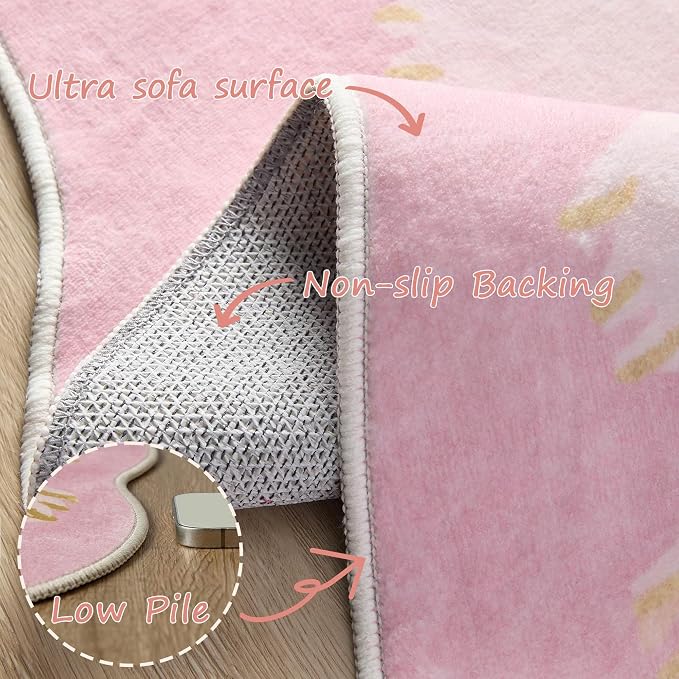 Latte&Fog 4ft Pink Round Circle Rug - Image 5