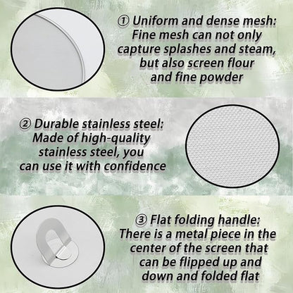 3 Pack Silver Stainless Steel Splatter Screens, Grease Splatter Guard - Image 4
