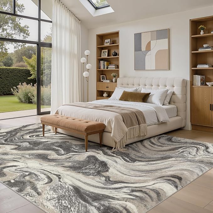 DMOYEST 8x10 Area Rug for Living Room:Washable Modern Neutral Abstract Rug - Image 6