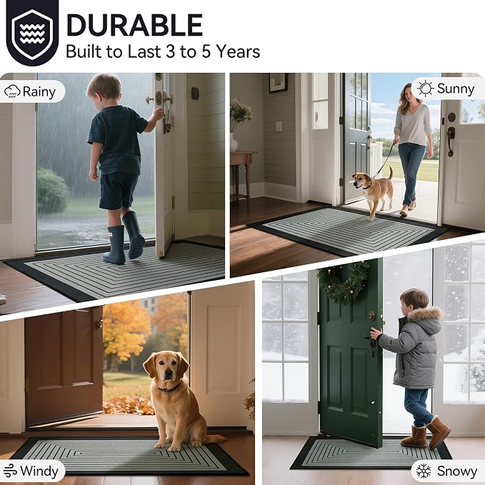 Front Door Mat 24''x35'', Absorbent Dirt Resist Washable Non Slip Low-Profile - Image 9
