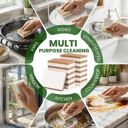 Metflavor 48 Pack Natural Kitchen Sponges, Biodegradable Non-Scratch Cellulose - Image 8
