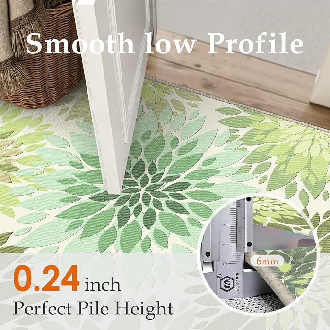 5x7 Indoor Outdoor Area Rug Washable Patio Rug Green Non Slip Non Shedding - Image 5