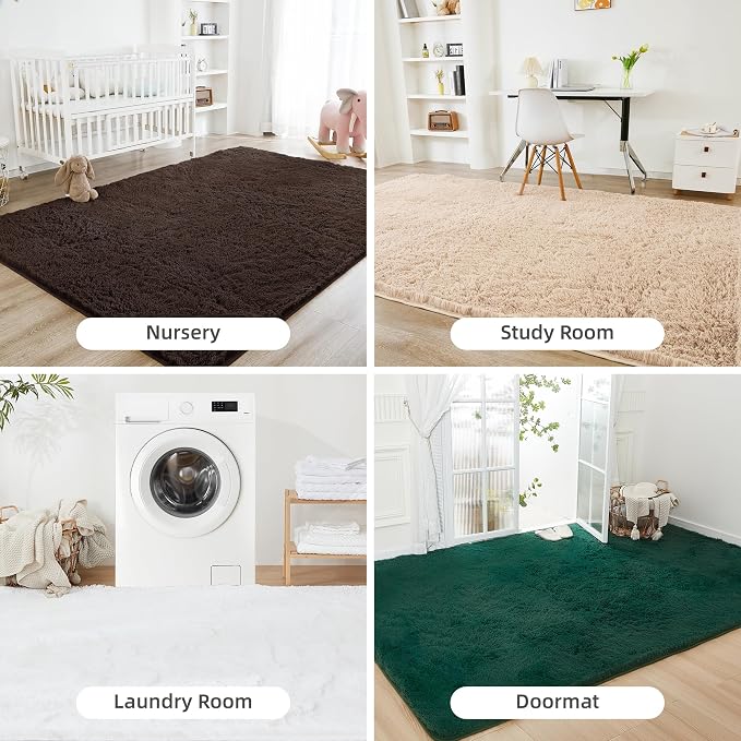 Litanika 9x12 Shag Area Rug for Living Room Bedroom, Non-Shedding Modern Indoor - Image 7