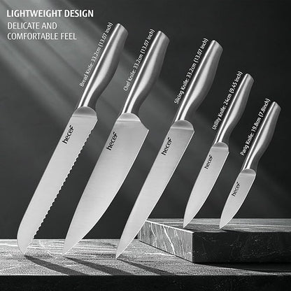 hecef 6-Piece Silver Stainless Steel Knife Set - Image 3