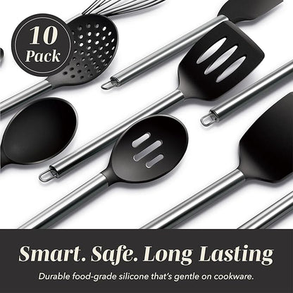COOK WITH COLOR Silicone Cooking Utensils, Kitchen Utensil Set, Cooking Utensils - Image 3