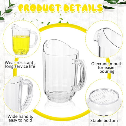 Tessco for you 20 Pcs Plastic Pitchers 60 Ounce Clear Restaurant Jug Large - Image 3