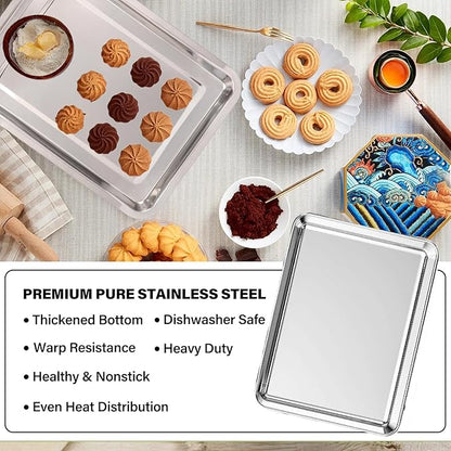 Set of 3 Baking Sheet, Stainless Steel Cookie Sheet Baking Sheet Pan, 9/12/16 - Image 4