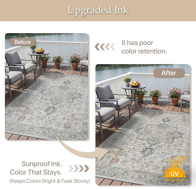 GENIMO Outdoor & Indoor Area Rug 8'x10', Waterproof, Non-Shedding, Easy Cleaning - Image 5