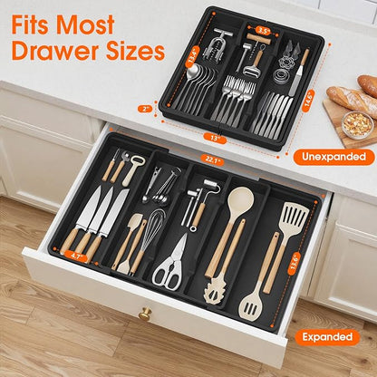 Large Silverware Organizer, Expandable Utensil Drawer Organizer - Image 2