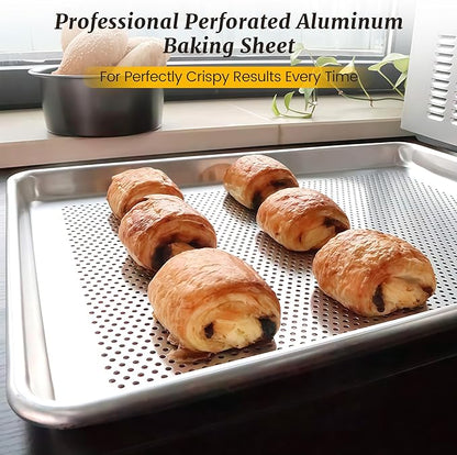 12 Pack Half Size Aluminum Perforated Baking Sheet Pan, Restaurant & Kitchen - Image 8