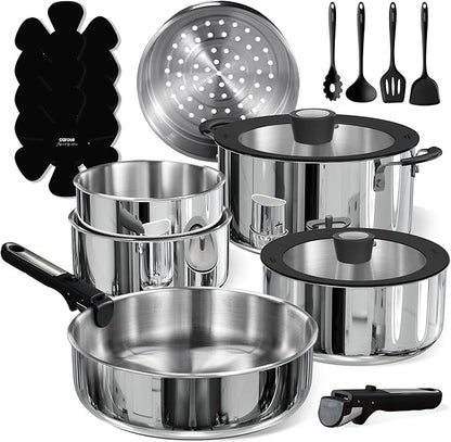 CAROTE 18pcs Stainless Steel Cookware Set by CAROTE