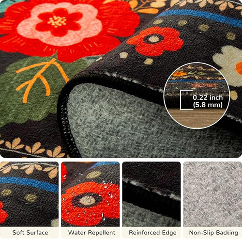 8x10 Area Rugs for Living Room Vacuum-Friendly Machine Washable Area Rug Flower - Image 2