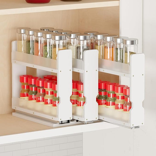 SpaceAid Bamboo Pull Out Spice Rack Organizer by SpaceAid
