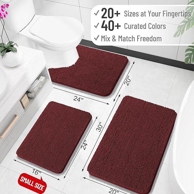 OLANLY Bathroom Rugs 35x24, Extra Soft Absorbent Chenille Bath Rugs, Rubber - Image 2