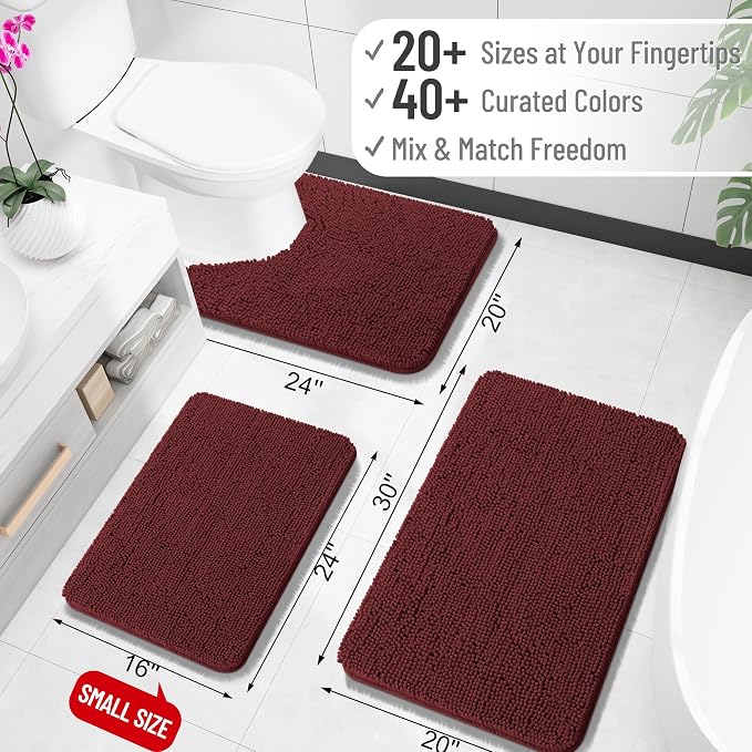 OLANLY Large Bathroom Rugs 59x35, Soft Absorbent Chenille Bath Rugs, Rubber - Image 2