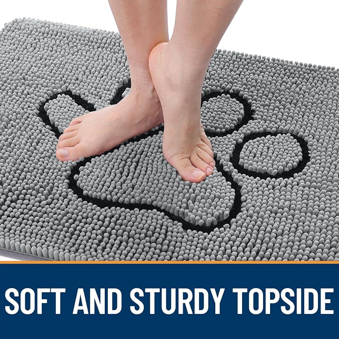 OLANLY Dog Door Mat for Muddy Paws 70x32, Paw Print Design, Absorbs Moisture - Image 4