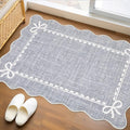 GarveeHome Scalloped Bow Rug for Kitchen Floor, Solid Grey Rug for Dorm by GarveeHome