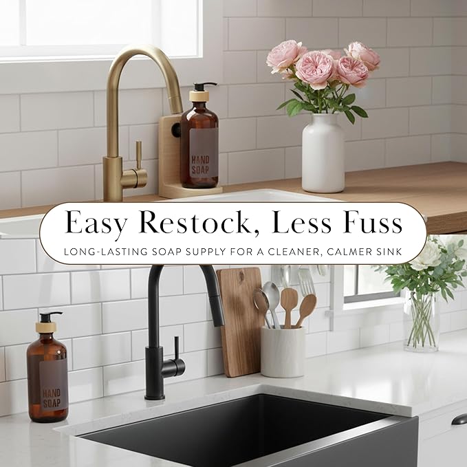 SAVVY & SORTED Amber Glass Hand Soap Dispenser - Image 3