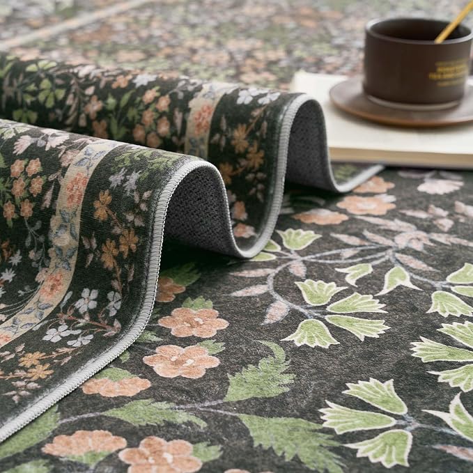 jinchan Zenith Floral 8x10 Area Rugs Soft Low-Pile Living Room Rug Machine - Image 8