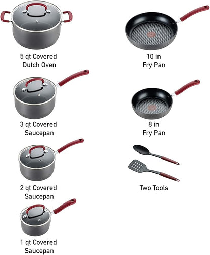 T-fal Ultimate Hard Anodized Nonstick Cookware Set 12 Piece, Oven Broiler Safe - Image 2