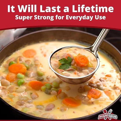 Super Sturdy, Ergonomic 8 Oz. Soup Ladle 1 Pk. Stainless Steel Ladles - Image 3