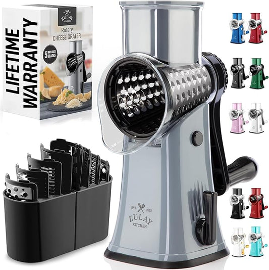 Zulay Kitchen Rotary Cheese Grater 5 Blade Cheese Shredder by ZulayKitchen