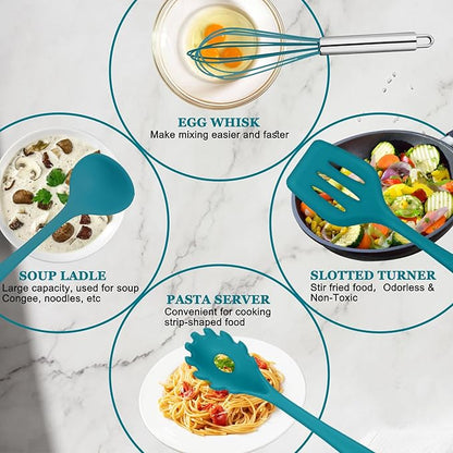 E-far 10 Pieces Silicone Cooking Utensils Set, Heat Resistant Kitchen Utensil - Image 3