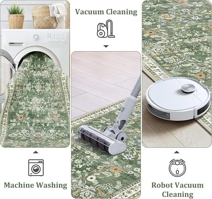 Yamaziot Washable Runner Rug 3x12 – Floral Non Slip Boho Hallway Runner Rug - Image 4