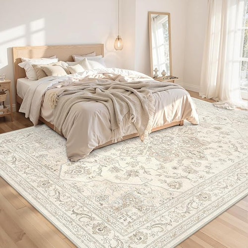 10x12 Area Rug for Living Room: Vintage Boho Neutral Washable Rug Indoor Soft - Image 2