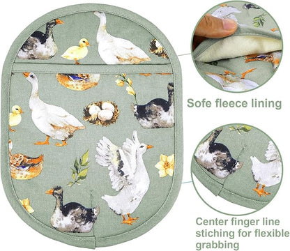 Pot Holders Set of 2 with Transparent Clear Silicone Shell and Nice Duck Flower - Image 5