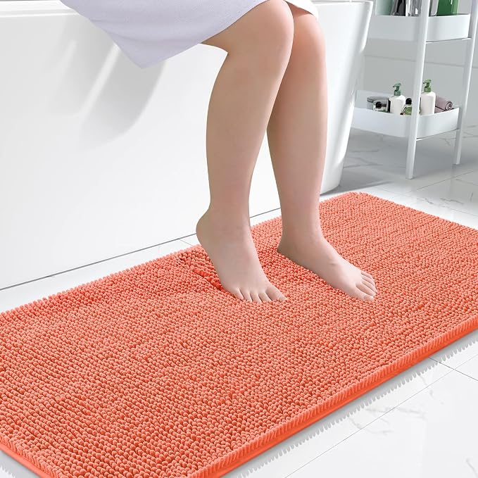 OLANLY Large Bathroom Rugs 45x27, Extra Soft Absorbent Chenille Bath Rugs by OLANLY