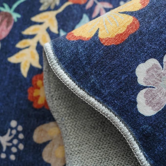 4x6 Living Room Area Rugs: Washable Boho Bedside Rug Non-Slip Floral Small Low - Image 3