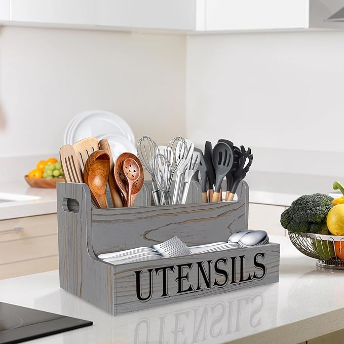 Suli Kitchen Utensils Holder, Wooden Utensil Organizer - Image 6